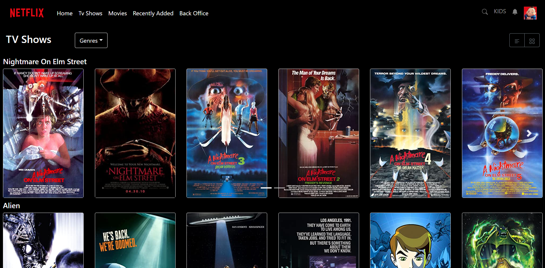 Netflix web view