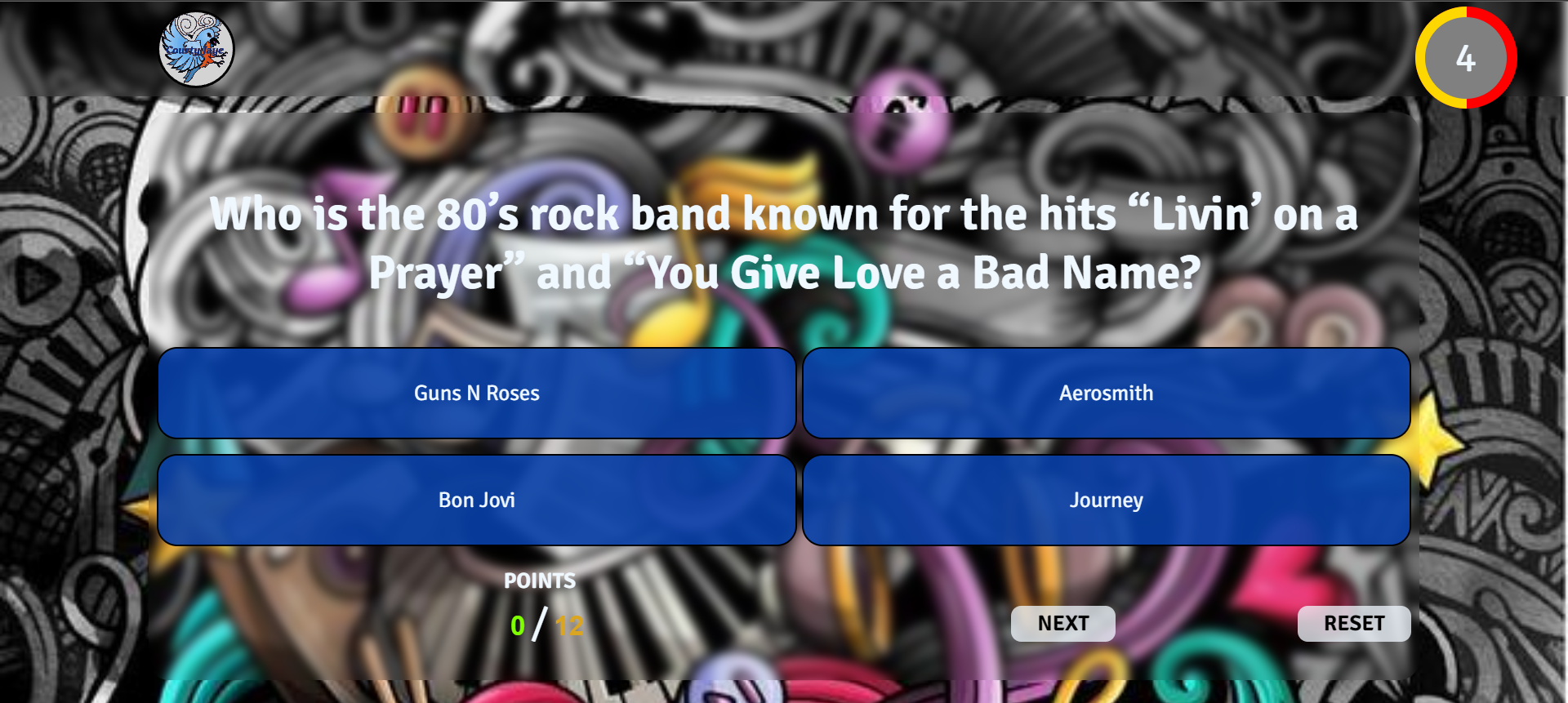 Music quiz App web view